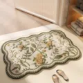 3D floral embroidered bath mat, non-slip absorbent floor mat with wavy edge for home decor. - 40*60cm / Forest Collection - Roses in Bloom