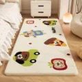 Cartoon cute bedside rug imitation cashmere long floor mat cozy bedroom warm decoration - Car Puppy