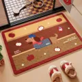 Cartoon cute dog pattern absorbent floor mat, thickened soft bathroom rug and entryway door mat. - 40*60cm [Soft Faux Cashmere] / Miles - Square - Faux Cashmere