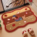 Absorbent bathroom doormat with cute cartoon puppy design, soft plush non-slip rug for home. - 40*60cm [Soft Faux Cashmere] / Miles - Wave - Faux Cashmere