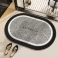 Oval bathroom floor mat black and white anti-slip absorbent rug for home indoor doorway. - Xu Yun Oval Mat YM-4717