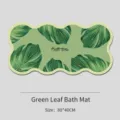 Green Leaf Bath Mat Diatomaceous Earth Absorbent Non-Slip Floor Mat 80x40cm Bathroom - 40x80cm / Striped Lush Green Leaves - 80_40cm [Washbasin Mat]