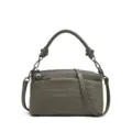 Borsa a tracolla in pelle grigia con tasca frontale coccodrillo, design elegante. - Grigio
