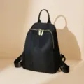 Black Casual Nylon Backpack Women Travel Commute School Daypack Daily Simple Style - Black