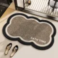 Scalloped bath mat, non-slip absorbent floor rug, black brown home entryway carpet decor. - Xu Yun Flower Shape Dark Brown YM-4718