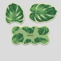 Green Leaf Diatomaceous Earth Bath Mat 3-Piece Set Non-Slip Absorbent Toilet Floor Mat - Three-Piece Set / Lush Green Leaves - Set 1