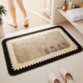 Alfombra de baño de tierra de diatomeas, felpudo absorbente antideslizante para baño y entrada - 50*80 cm (Lino con base de caucho) / Paseo felino