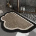 Non-slip absorbent bathroom floor mat with unique irregular shape for home door entrance. - Xu Yun Cloud Shape Dark Brown YM-4720
