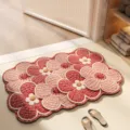 Blumen Badematte 3D rutschfeste saugfähige Kieselgur Matte für Haustür und Badezimmer - Blattflüstern-Kollektion - Blühende Pracht