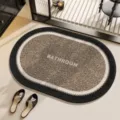 Oval bathroom mat anti-slip absorbent floor rug for home entrance and entryway decor - Wispy Cloud Oval Dark Brown YM-4721