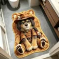 Niedliche Cartoon Tier Plüsch Badematte, saugfähige und rutschfeste Matte für Zuhause. - 40*60cm [Zweite Gen Kieselgur] / Reich werden - Hund