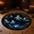 Tapis Rond En Velours Cristal 3D Halloween Motif Abyss De Fantôme Pour Décoration Salon - Retour des Esprits