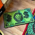 Tapis touffete billet de dollar, tapis de sol vert creatif pour salon, chambre et entree. - FY818 Billet de Dollar-11 (Velours de Cristal Fond à Points) / 40x60cm