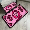 Tapis en peluche en forme de billet rose doux tapis de sol antiderapant pour deco salon - FY818 Billet de Dollar-1 (Fausse Cachemire Fond à Points Plastiques) / 40x60cm