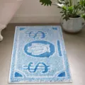 Tapis en peluche motif billet de dollar bleu pour salle de bain, tapis de sol doux. - FY818 Billet de Dollar-3 (Fausse Cachemire Fond à Points Plastiques) / 40x60cm