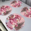 Natale rosa pupazzo di neve terra di diatomee rotonda tovaglietta assorbente antiscivolo - Tappetino Sgocciolatoio Natalizio-8
