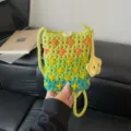 Borsa a tracolla in crochet fatta a mano mini borsa da telefono lavorata a maglia - Verde