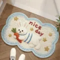 Cartoon rabbit pattern tufted floor mat absorbent anti-slip doormat for bathroom and home entrance - 20*30cm / Yarn Shaped Bunny