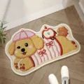 Cute cartoon puppy non-slip absorbent floor mat, soft bathroom rug and entrance door decor. - Shaped Pink Hat Teddy