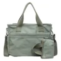 Grand sac cabas en toile pour femme, sac a bandouliere decontracte avec poches multiples. - Vert
