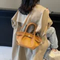 Retro Wildleder Shopper Tasche für Damen, stilvolle Umhängetasche Henkeltasche für Herbst Winter. - Dunkelbraun