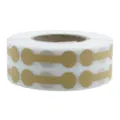 Kraft paper dumbbell jewelry price sticker roll detail closeup view for retail use - Style 1 / 500 Stickers/Roll (4.2x1.1 cm)