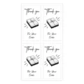 Rectangle thank you stickers for business packaging, black and white minimalist design roll. - 100 Stickers/Pack (25 Sheets)
