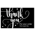 Detailed view of black thank you card featuring elegant white calligraphy typography design. - Card Design 94 (50 Cards/pack)