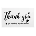 Detailed view of white thank you card with elegant black script text for small business packaging. - Cards Style 109 (50 Pieces / Pack)