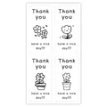Cute rectangular thank you stickers for packaging, 100 pcs pack, black white style. - Style 7 / 100 Stickers/Pack