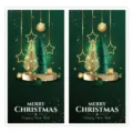 Merry Christmas sealing stickers for gift boxes, green and gold holiday decorative labels. - Style 3 / 25 Sheets/Pack (50 Stickers)