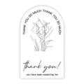 Minimalist arched thank you sticker, black and white line art flower gift sealing label decors. - Style 47