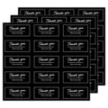Black square thank you baking stickers for gift box packaging and handmade sealing supplies. - 150 Pieces/Pack (50x25mm) / Black