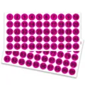 Primer plano de pegatinas redondas numeradas de colores con números negros claros del 1 al 100 para oficina. - 10 hojas grandes (500 pegatinas/paquete) / Rosa rojo