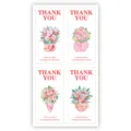Pegatinas rectangulares de flores rosas etiquetas de agradecimiento embalaje regalo deco - 25 Hojas/Paquete / Rosa