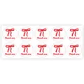 Round Thank You sticker sheet with red bow design, perfect for gift packaging and envelope sealing. - Style A / White