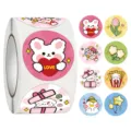 Cute cartoon round sealing stickers roll kids reward stationery scrapbooking decorative labels - No. 005