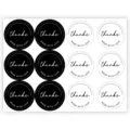 Round thank you stickers for packaging, sealing, baking, and gift decoration supplies. - Style 1 / 10 Sheets (120 Stickers/Pack) / Black and White