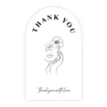 Minimalist arch thank you sticker for packaging sealing, elegant line art flower face. - Style 10