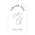 Minimalist arch thank you sticker with cute line art cat design, perfect for packaging sealing. - Style 14