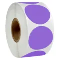 Roll of purple round dot stickers, self-adhesive color coding labels for office use. - Purple