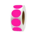 Roll of pink round dot stickers self-adhesive labels for marking and inventory control. - Rose Red