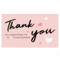 Pink thank you card for small business packaging, gift decoration, and personal notes. - Style 7