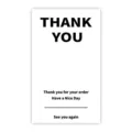 Minimalist thank you sticker design for packaging boxes, elegant black text on white background. - Style 24