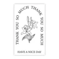 Minimalist floral thank you sticker variant, black and white line art packing label design. - Style 27