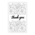 Minimalist black and white floral thank you sticker for packaging box and gift sealing. - Style 56