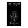 Minimalist black floral sealing sticker, elegant thank you packaging label for courier boxes. - Style 003