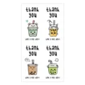 Lindos adhesivos de té boba de dibujos animados etiquetas de sellado rectangulares 100 pzas - Pegatinas de té con leche / 100 Pegatinas/Paquete