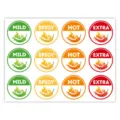 4-level spicy food warning label stickers roll, restaurant chili indicator stickers pack. - Spicy Level Indicator Stickers / 120 Sheets/Pack