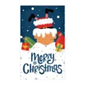 Christmas greeting card decorative gift card with festive Santa chimney illustration. - Style 3 (50 Sheets) / Red